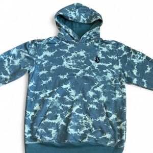 Volcom - Men's Blue and White Patterned Hoodie Sweatshirt